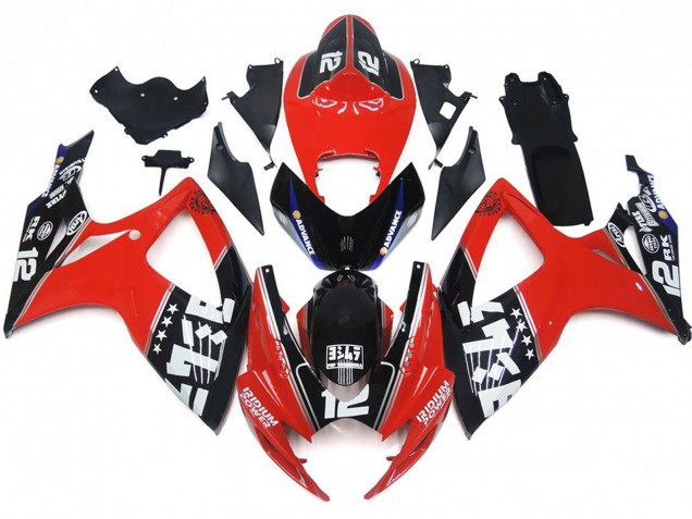 Loghi Rossi & Neri Personalizzati 06-07 Suzuki GSXR 600-750 Carene Moto Loghi Rossi & Neri Personalizzati 06-07 Suzuki GSXR 600-750 Carene Moto