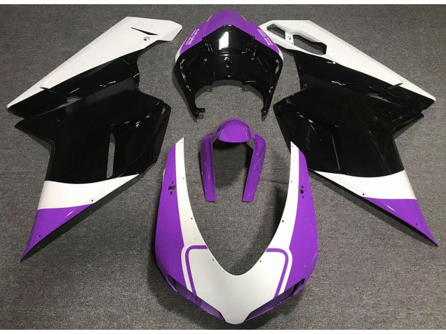 Lucido Viola Bianco & Nero 07-14 Ducati 848 1098 1198 Carene Moto Lucido Viola Bianco & Nero 07-14 Ducati 848 1098 1198 Carene Moto
