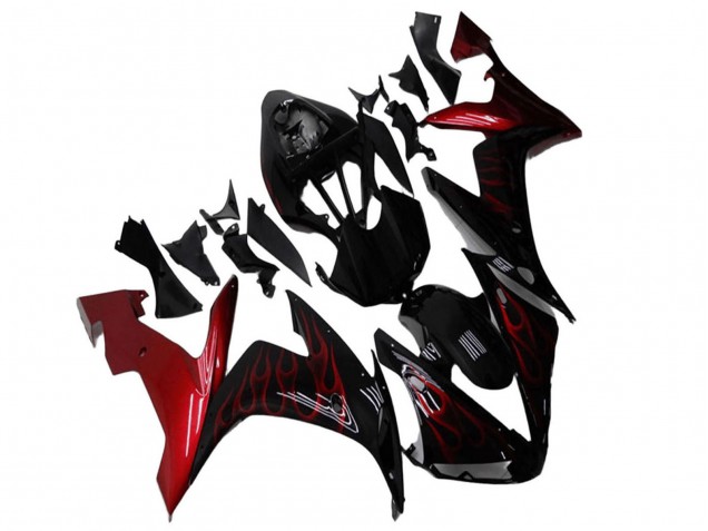 Comprare Carena Moto Yamaha YZF R1 2004-2006 - Nero Lucido Rosso Fiamma