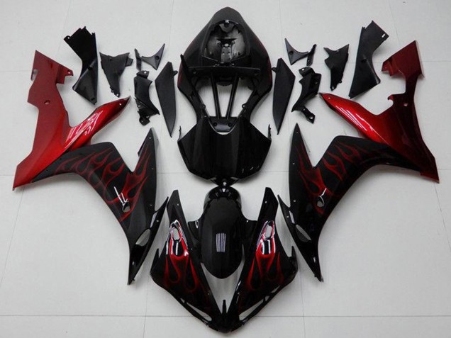 Comprare Carena Moto Yamaha YZF R1 2004-2006 - Nero Lucido Rosso Fiamma