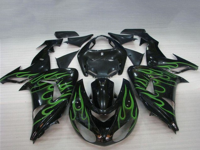 Comprare Carena Moto Kawasaki ZX10R 2006-2007 - Nero Lucido Verde Fiamma