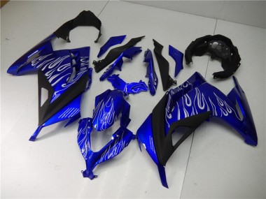 Comprare Carena Moto Kawasaki Ninja 300 EX300R 2013-2024 - Blu Nero Bianco Fiamma