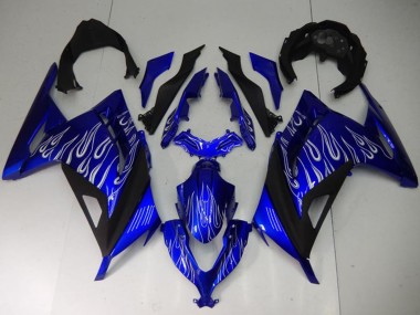 Comprare Carena Moto Kawasaki Ninja 300 EX300R 2013-2024 - Blu Nero Bianco Fiamma