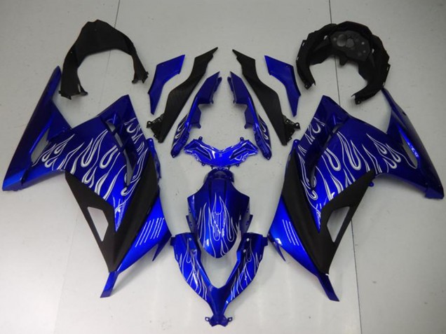 Comprare Carena Moto Kawasaki Ninja 300 EX300R 2013-2024 - Blu Nero Bianco Fiamma