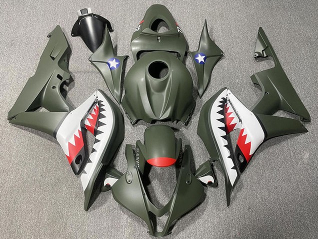 Comprare Carene Moto Honda CBR600RR 2007-2008 - Verde Militare Bianco Rosso Squalo