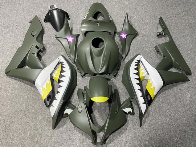 Comprare Carene Moto Honda CBR600RR 2007-2008 - Verde Militare Bianco Giallo Squalo