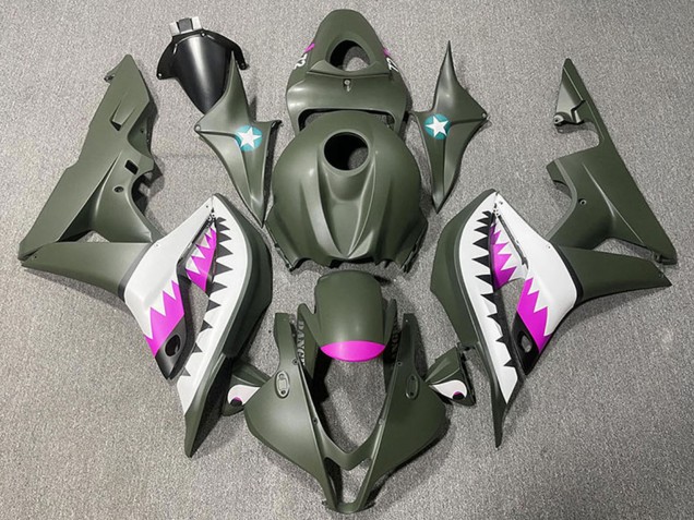 Comprare Carene Moto Honda CBR600RR 2007-2008 - Verde Militare Bianco Rosa Squalo