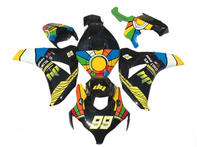 Comprare Carene Moto Honda CBR1000RR 2008-2011 - Blu Giallo Verde Rosso Nero Ruota dei Colori 99