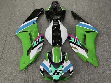 Comprare Carene Moto Honda CBR1000RR 2004-2005 - Bianco Verde Blu Nero Lucido 6