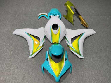 Comprare Carene Moto Honda CBR1000RR 2008-2011 - Bianco Azzurro Chiaro Oro