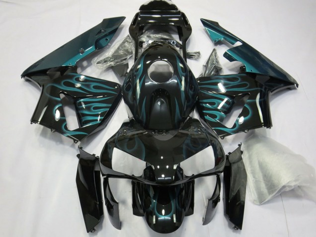 Comprare Carene Moto Honda CBR600RR 2003-2004 - Nero Lucido Verde Fiamma