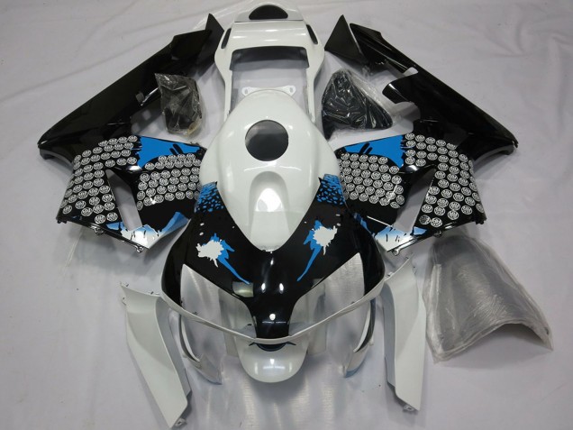 Comprare Carene Moto Honda CBR600RR 2003-2004 - Bianco Blu Nero Lucido Splatter
