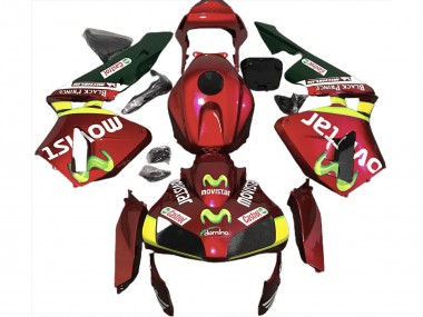 Comprare Carene Moto Honda CBR600RR 2003-2004 - Rosso Giallo Verde MoviStar
