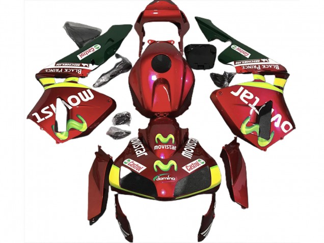 Comprare Carene Moto Honda CBR600RR 2003-2004 - Rosso Giallo Verde MoviStar
