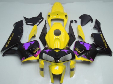 Comprare Carene Moto Honda CBR600RR 2005-2006 - Nero Lucido Giallo Viola Splatter
