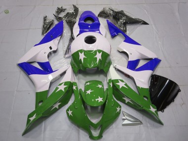 Comprare Carene Moto Honda CBR600RR 2007-2008 - Bianco Blu Verde Stellas Banda