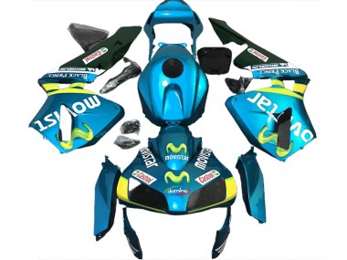 Comprare Carene Moto Honda CBR600RR 2003-2004 - Azzurro Chiaro Giallo Verde MoviStar