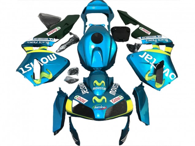 Comprare Carene Moto Honda CBR600RR 2003-2004 - Azzurro Chiaro Giallo Verde MoviStar