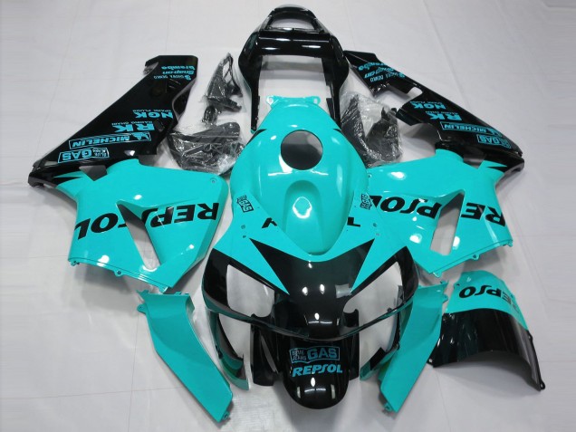 Comprare Carene Moto Honda CBR600RR 2003-2004 - Azzurro Chiaro Nero Lucido Repsol