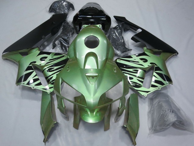 Comprare Carene Moto Honda CBR600RR 2005-2006 - Verde Chiaro Nero Fiamma