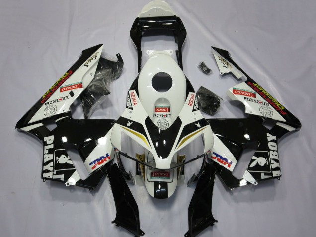 Comprare Carene Moto Honda CBR600RR 2003-2004 - Bianco Giallo Nero Lucido HRC Playboy