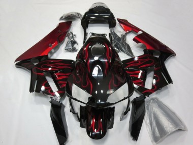 Comprare Carene Moto Honda CBR600RR 2003-2004 - Nero Lucido Rosso Fiamma