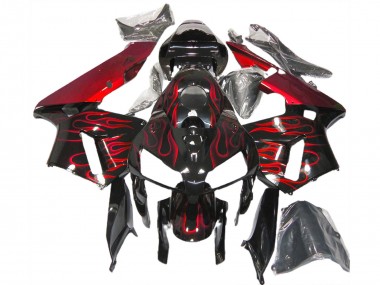 Comprare Carene Moto Honda CBR600RR 2005-2006 - Nero Lucido Rosso Fiamma