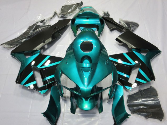 Comprare Carene Moto Honda CBR600RR 2005-2006 - Verde Acqua Nero Lucido Design