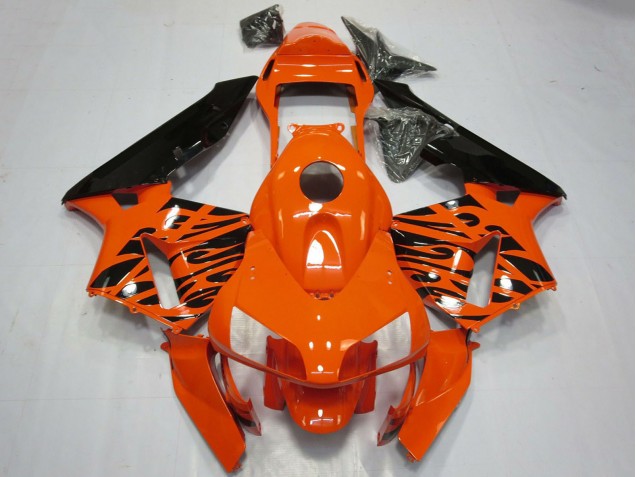 Comprare Carene Moto Honda CBR600RR 2003-2004 - Arancia Nero Lucido Tribal