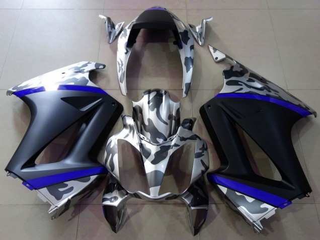 Comprare Carene Moto Honda VFR 800 2002-2013 - Grigio Camouflage Blu Nero Opaco