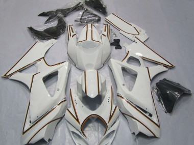 Comprare Carene Moto Suzuki GSXR 1000 2007-2008 - Lucido Bianco Arancia Gessato