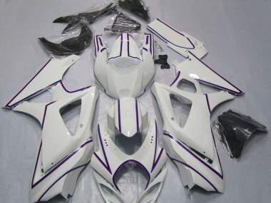 Comprare Carene Moto Suzuki GSXR 1000 2007-2008 - Lucido Bianco Viola Gessato