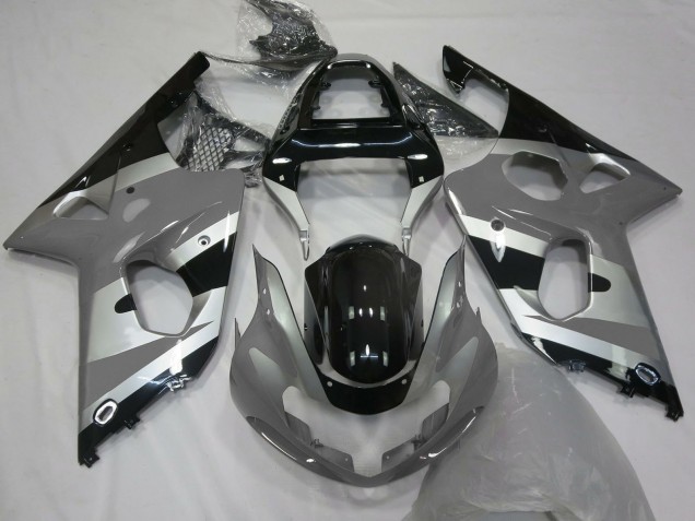 Comprare Carene Moto Suzuki GSXR 1000 2000-2002 - Grigio Argento Nero Lucido OEM Stile