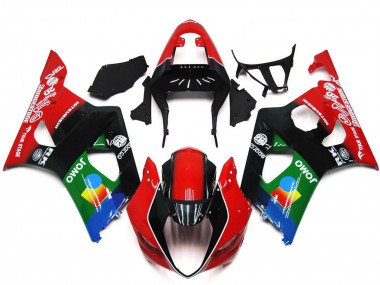 Comprare Carene Moto Suzuki GSXR 1000 2003-2004 - Rosso Nero Verde JOMO
