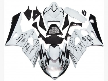 Comprare Carene Moto Suzuki GSXR 1000 2005-2006 - Bianco Nero Corona OEM Stile