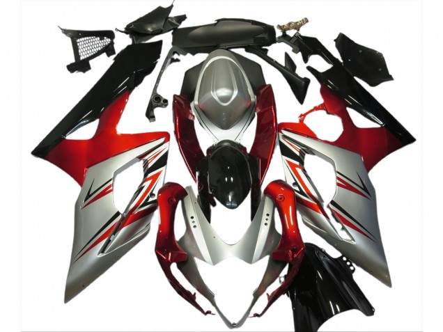 Comprare Carene Moto Suzuki GSXR 1000 2005-2006 - Rosso Argento Nero
