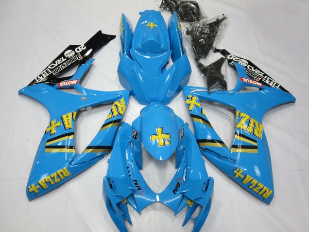 Comprare Carene Moto Suzuki GSXR 600 / GSXR 750 2006-2007 - Azzurro Chiaro Nero Giallo Rizla