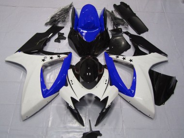 Comprare Carene Moto Suzuki GSXR 600 / GSXR 750 2006-2007 - Bianco Blu Nero Lucido Stella