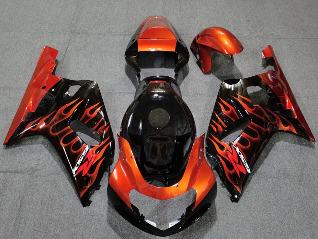Comprare Carene Moto Suzuki GSXR 600 / GSXR 750 2001-2003 - Nero Lucido Arancia Fiamma