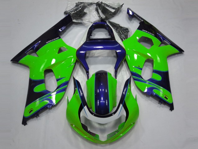 Comprare Carene Moto Suzuki GSXR 600 / GSXR 750 2001-2003 - Verde Blu Nero