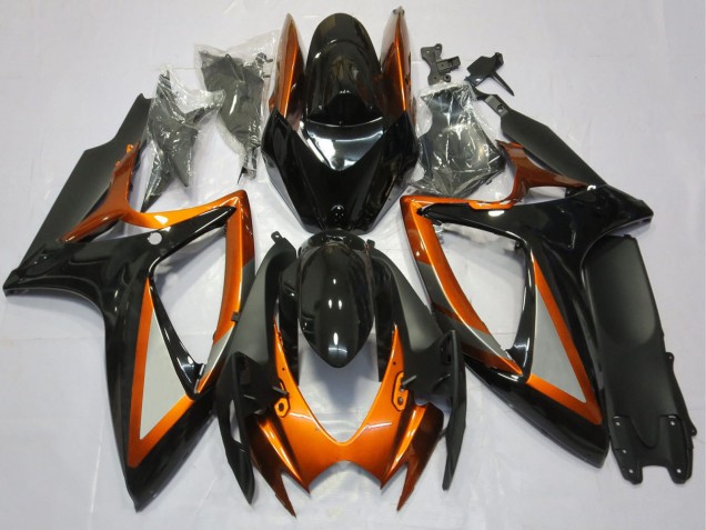 Comprare Carene Moto Suzuki GSXR 600 / GSXR 750 2006-2007 - Arancia Nero Lucido Nero Opaco