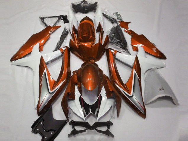 Comprare Carene Moto Suzuki GSXR 600 / GSXR 750 2008-2010 - Bianco Arancia Argento Nero