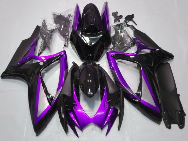 Comprare Carene Moto Suzuki GSXR 600 / GSXR 750 2006-2007 - Viola Nero Lucido Nero Opaco
