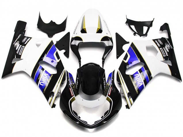 Comprare Carene Moto Suzuki GSXR 600 / GSXR 750 2001-2003 - Bianco Blu Nero Lucido Viru Stile