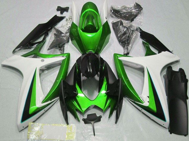 Comprare Carene Moto Suzuki GSXR 600 / GSXR 750 2006-2007 - Verde Bianco Nero Lucido