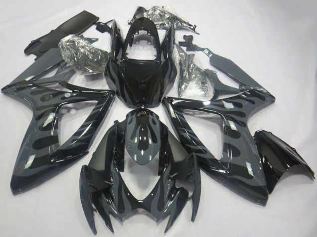 Comprare Carene Moto Suzuki GSXR 600 / GSXR 750 2006-2007 - Grigio Nero Fiamma