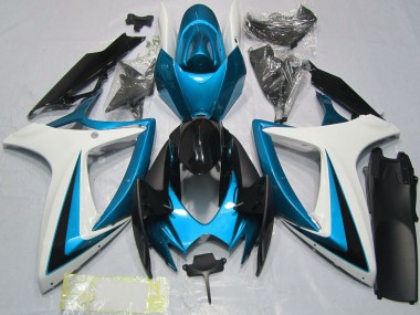 Comprare Carene Moto Suzuki GSXR 600 / GSXR 750 2006-2007 - Bianco Blu Nero Lucido