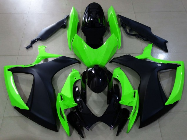 Comprare Carene Moto Suzuki GSXR 600 / GSXR 750 2006-2007 - Verde Nero Lucido Nero Opaco