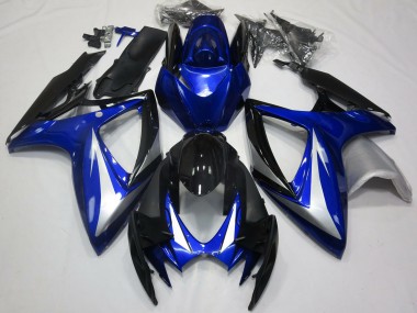 Comprare Carene Moto Suzuki GSXR 600 / GSXR 750 2006-2007 - Blu Argento Nero Lucido OEM Stile