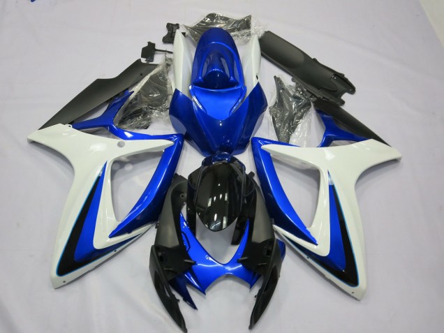 Comprare Carene Moto Suzuki GSXR 600 / GSXR 750 2006-2007 - Bianco Blu Nero Lucido OEM Stile
